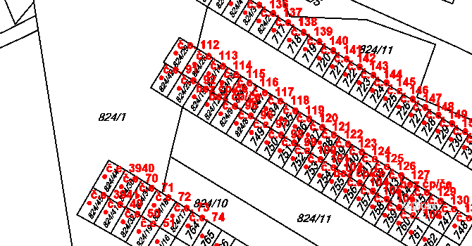 Šumbark 96, Havířov na parcele st. 824/8 v KÚ Šumbark, Katastrální mapa