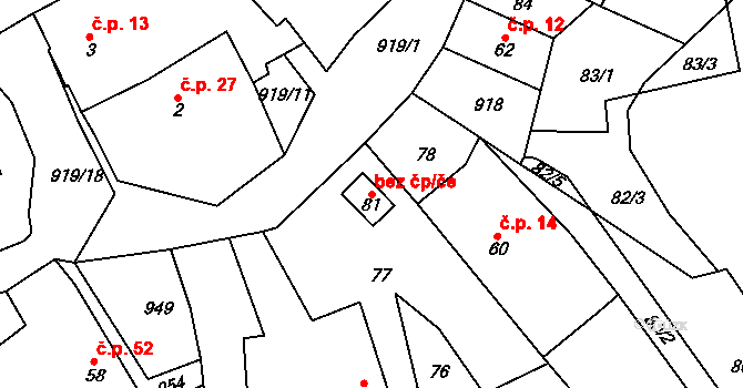 Černíkov 39236331 na parcele st. 81 v KÚ Slavíkovice, Katastrální mapa