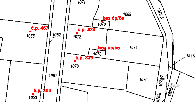 Dobrovice 39274331 na parcele st. 1073 v KÚ Dobrovice, Katastrální mapa