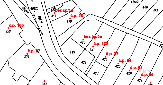 Babice u Rosic 41822331 na parcele st. 420 v KÚ Babice u Rosic, Katastrální mapa