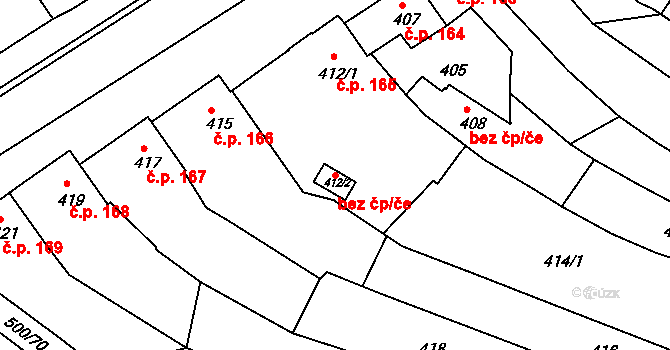 Brumov-Bylnice 41912331 na parcele st. 412/2 v KÚ Bylnice, Katastrální mapa
