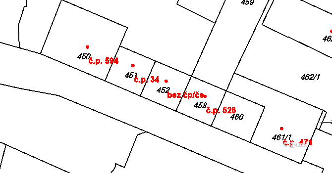 Paskov 43555331 na parcele st. 452 v KÚ Paskov, Katastrální mapa