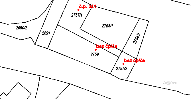 Ostrava 43957331 na parcele st. 2759 v KÚ Poruba, Katastrální mapa