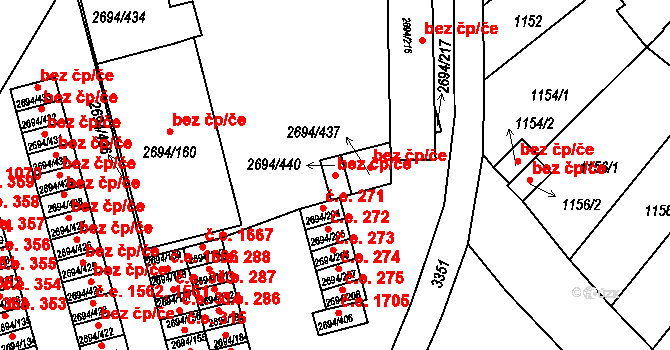 Pelhřimov 45282331 na parcele st. 2694/440 v KÚ Pelhřimov, Katastrální mapa