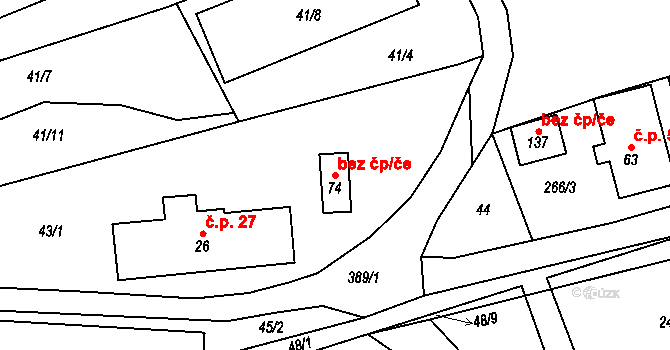 Libchavy 45511331 na parcele st. 74 v KÚ Prostřední Libchavy, Katastrální mapa