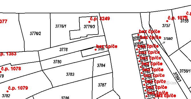 Česká Lípa 45916331 na parcele st. 3781 v KÚ Česká Lípa, Katastrální mapa
