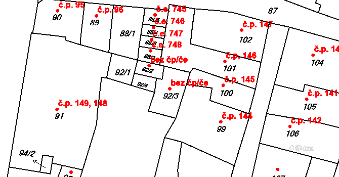 Litoměřice 47620331 na parcele st. 92/3 v KÚ Litoměřice, Katastrální mapa