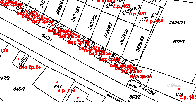 Dačice 47976331 na parcele st. 647/20 v KÚ Dačice, Katastrální mapa
