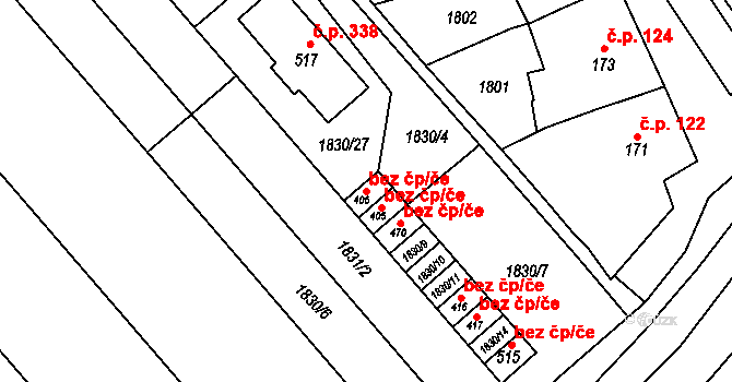Hostěrádky-Rešov 49324331 na parcele st. 406 v KÚ Hostěrádky, Katastrální mapa