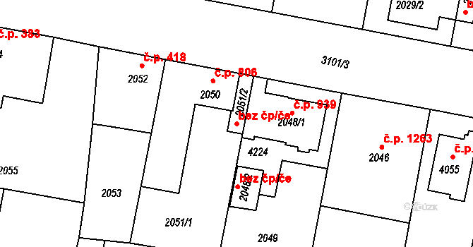 Čelákovice 49639331 na parcele st. 2051/2 v KÚ Čelákovice, Katastrální mapa