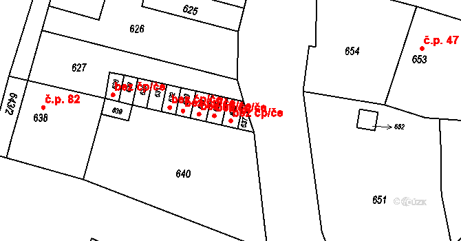 Heršpice 49787331 na parcele st. 636 v KÚ Heršpice, Katastrální mapa