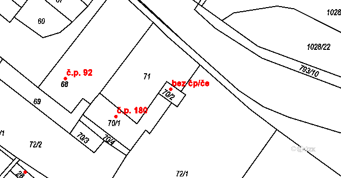 Teplice 49836331 na parcele st. 70/2 v KÚ Sobědruhy, Katastrální mapa