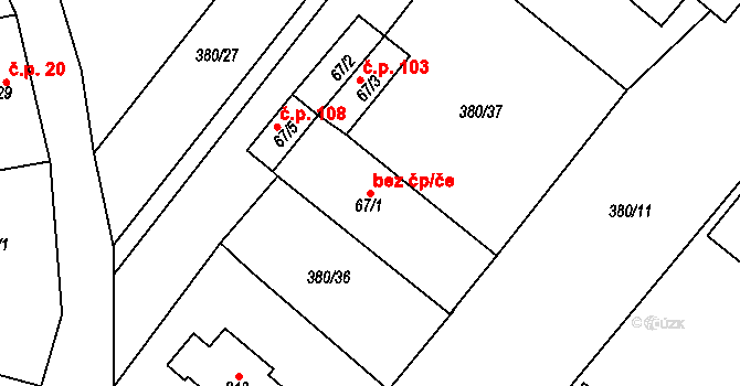 Dolní Újezd 50179331 na parcele st. 67/1 v KÚ Staměřice, Katastrální mapa