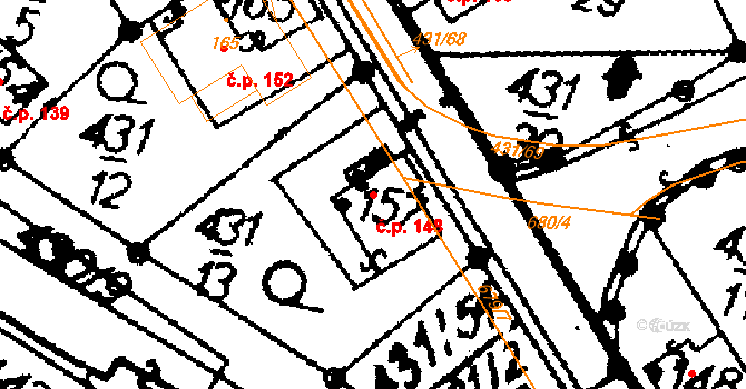 Nasavrky 148 na parcele st. 157 v KÚ Nasavrky, Katastrální mapa