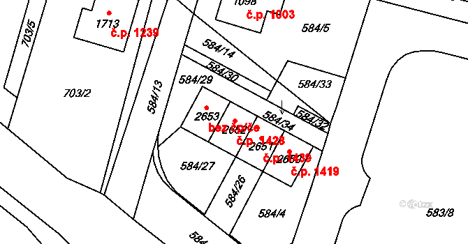 Třebechovice pod Orebem 1428 na parcele st. 2652 v KÚ Třebechovice pod Orebem, Katastrální mapa