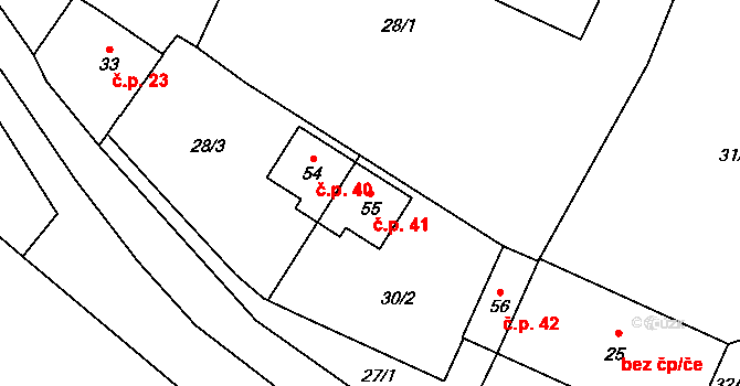 Lipník nad Bečvou VII-Trnávka 41, Lipník nad Bečvou na parcele st. 55 v KÚ Trnávka u Lipníka nad Bečvou, Katastrální mapa