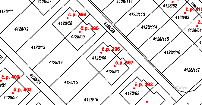 Choceňské Předměstí 396, Vysoké Mýto na parcele st. 4128/60 v KÚ Vysoké Mýto, Katastrální mapa