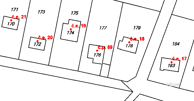 Beroun-Zdejcina 59, Beroun na parcele st. 176 v KÚ Zdejcina, Katastrální mapa