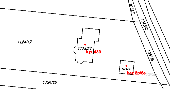 Chotěbuz 439 na parcele st. 1124/31 v KÚ Chotěbuz, Katastrální mapa