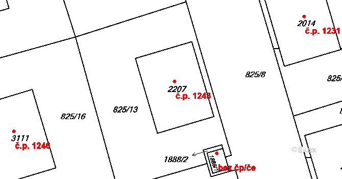 Humpolec 1243 na parcele st. 2207 v KÚ Humpolec, Katastrální mapa