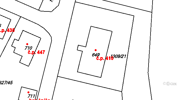 Katovice 415 na parcele st. 649 v KÚ Katovice, Katastrální mapa