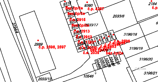Hodonín 2038 na parcele st. 8939 v KÚ Hodonín, Katastrální mapa