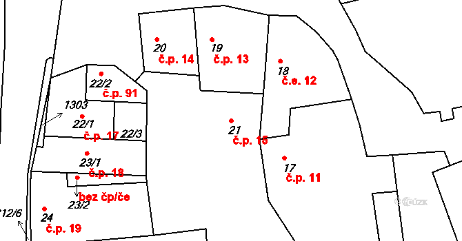 Líšťany 15 na parcele st. 21 v KÚ Líšťany u Cítolib, Katastrální mapa