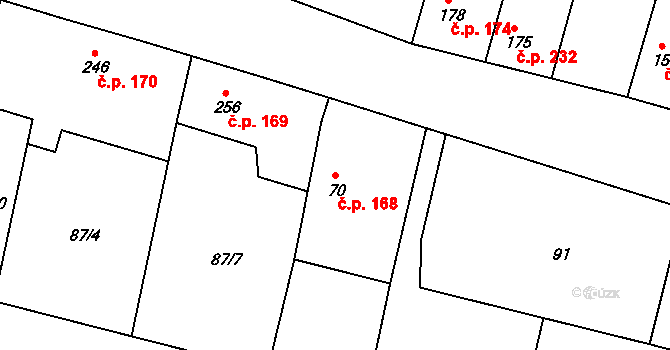 Telce 168, Peruc na parcele st. 70 v KÚ Telce, Katastrální mapa