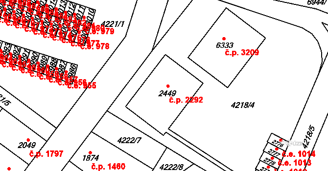Žatec 2292 na parcele st. 2449 v KÚ Žatec, Katastrální mapa