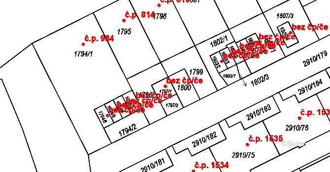 Praha 97045331 na parcele st. 1797/1 v KÚ Nusle, Katastrální mapa