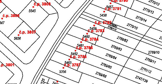 Kroměříž 3784 na parcele st. 5461 v KÚ Kroměříž, Katastrální mapa