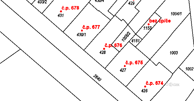 Lipník nad Bečvou I-Město 676, Lipník nad Bečvou na parcele st. 428 v KÚ Lipník nad Bečvou, Katastrální mapa