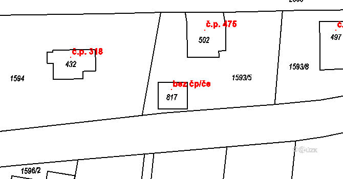 Velký Šenov 118173332 na parcele st. 817 v KÚ Velký Šenov, Katastrální mapa