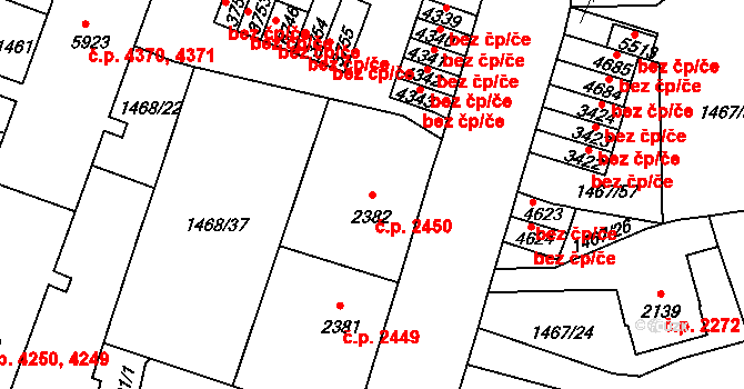 Jablonec nad Nisou 2450 na parcele st. 2382 v KÚ Jablonec nad Nisou, Katastrální mapa