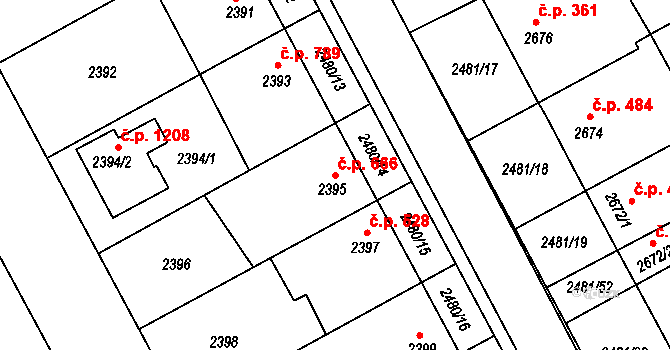 Rohatec 666 na parcele st. 2395 v KÚ Rohatec, Katastrální mapa