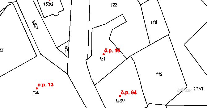 Edrovice 16, Rýmařov na parcele st. 121 v KÚ Edrovice, Katastrální mapa