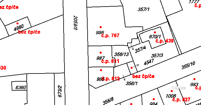 Šumperk 811 na parcele st. 987 v KÚ Šumperk, Katastrální mapa