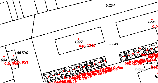 Blansko 1210 na parcele st. 1227 v KÚ Blansko, Katastrální mapa