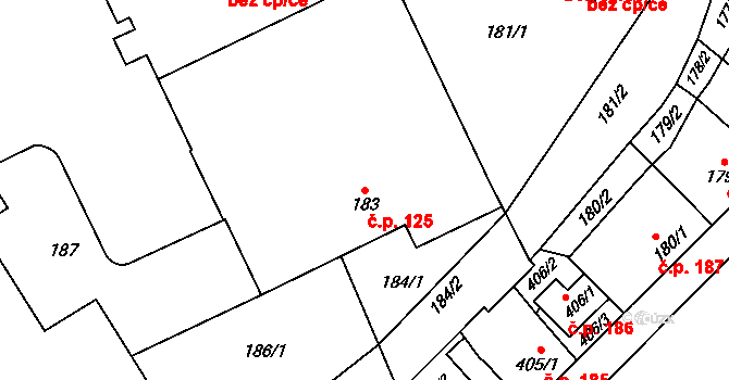 Moravský Krumlov 125 na parcele st. 183 v KÚ Moravský Krumlov, Katastrální mapa