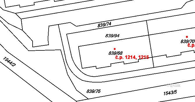 Jilemnice 1214,1215 na parcele st. 839/68 v KÚ Jilemnice, Katastrální mapa