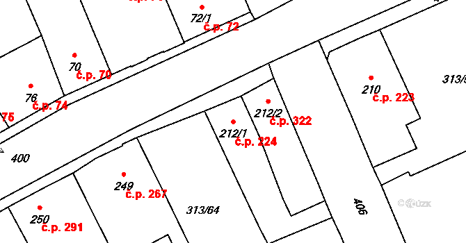 Černčice 224 na parcele st. 212/1 v KÚ Černčice u Loun, Katastrální mapa