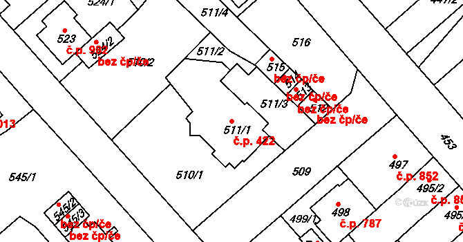 Sokolov 422 na parcele st. 511/1 v KÚ Sokolov, Katastrální mapa