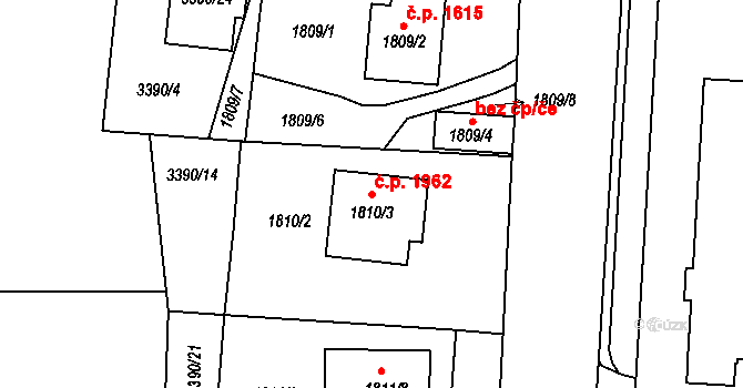 Turnov 1962 na parcele st. 1810/3 v KÚ Turnov, Katastrální mapa