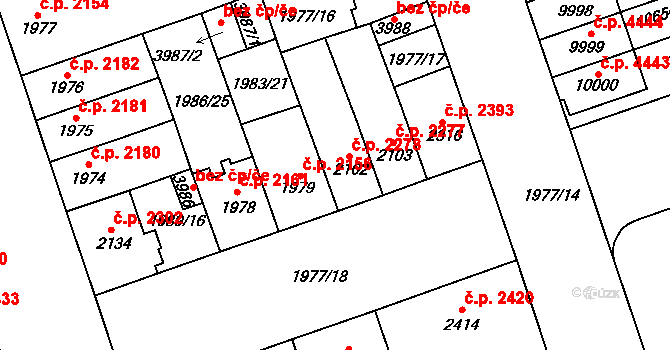Hodonín 2278 na parcele st. 2102 v KÚ Hodonín, Katastrální mapa