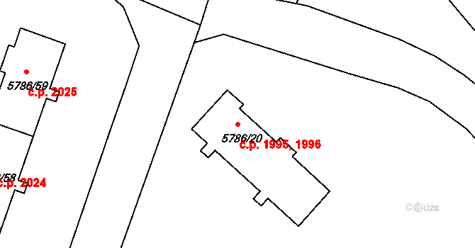 Česká Lípa 1995,1996 na parcele st. 5786/20 v KÚ Česká Lípa, Katastrální mapa