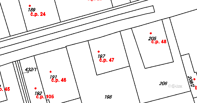 Liberec IX-Janův Důl 47, Liberec na parcele st. 197 v KÚ Janův Důl u Liberce, Katastrální mapa