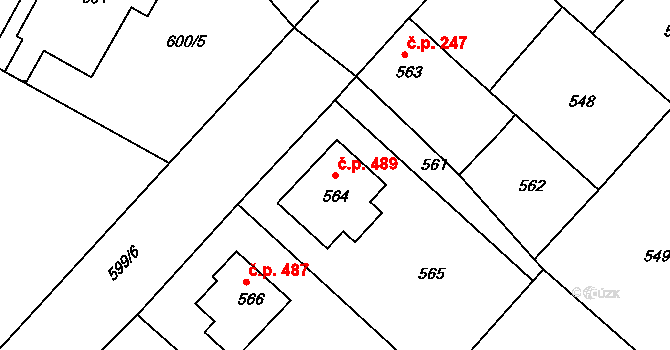 Týnec nad Labem 489 na parcele st. 564 v KÚ Týnec nad Labem, Katastrální mapa