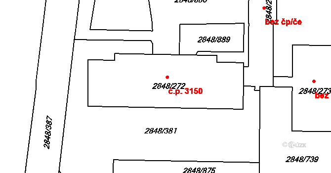 Záběhlice 3150, Praha na parcele st. 2848/272 v KÚ Záběhlice, Katastrální mapa