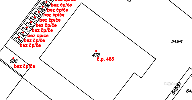 Držovice 485 na parcele st. 478 v KÚ Držovice na Moravě, Katastrální mapa