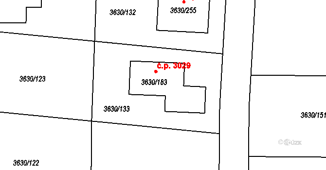 Louny 3029 na parcele st. 3630/183 v KÚ Louny, Katastrální mapa